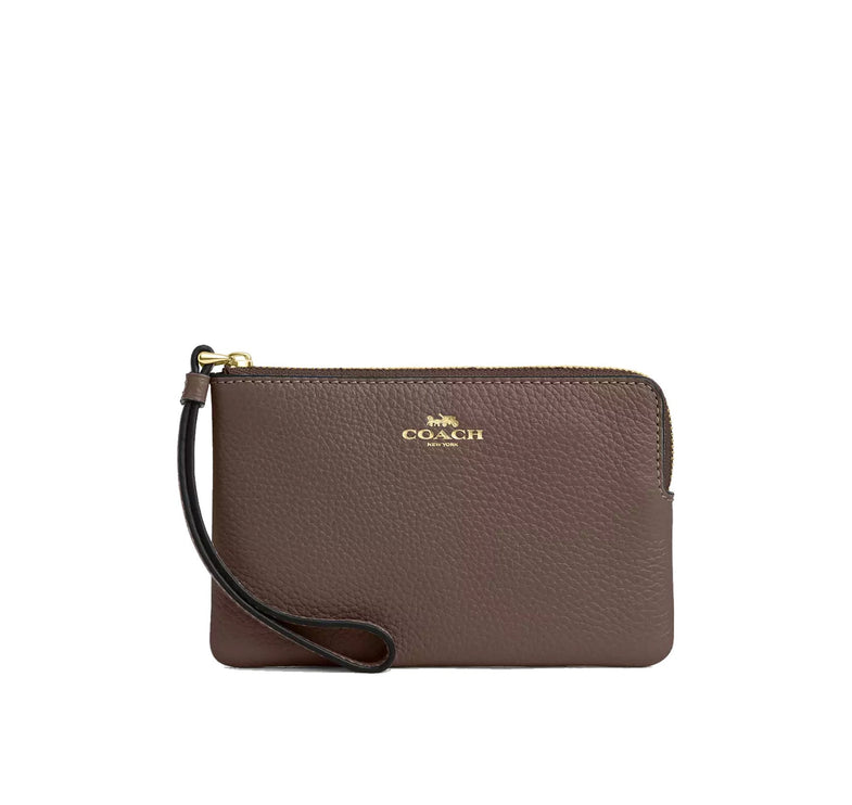 Coach Women's Corner Zip Wristlet Gold/Dark Stone