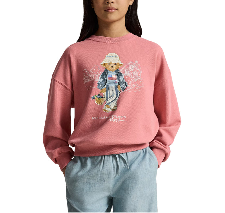 Polo Ralph Lauren Girl's Polo Bear Terry Sweatshirt Desert Rose