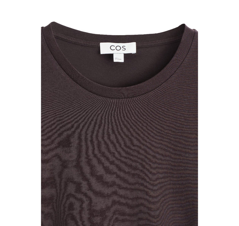 COS Women's Crew-Neck Cotton T-Shirt Dark Brown