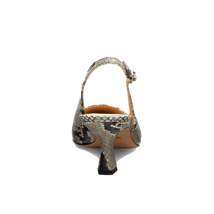 Coach Women's Slingback Heel With Snake Print Natural