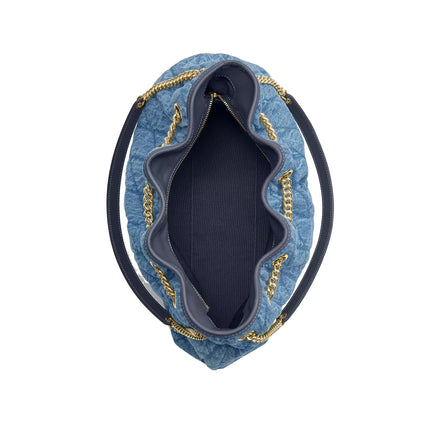Coach Women's Evelyn Shoulder Bag In Regenerative Cotton With Quilting Gold/Indigo