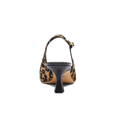 Coach Women's Slingback Heel With Leopard Print Tan/Black