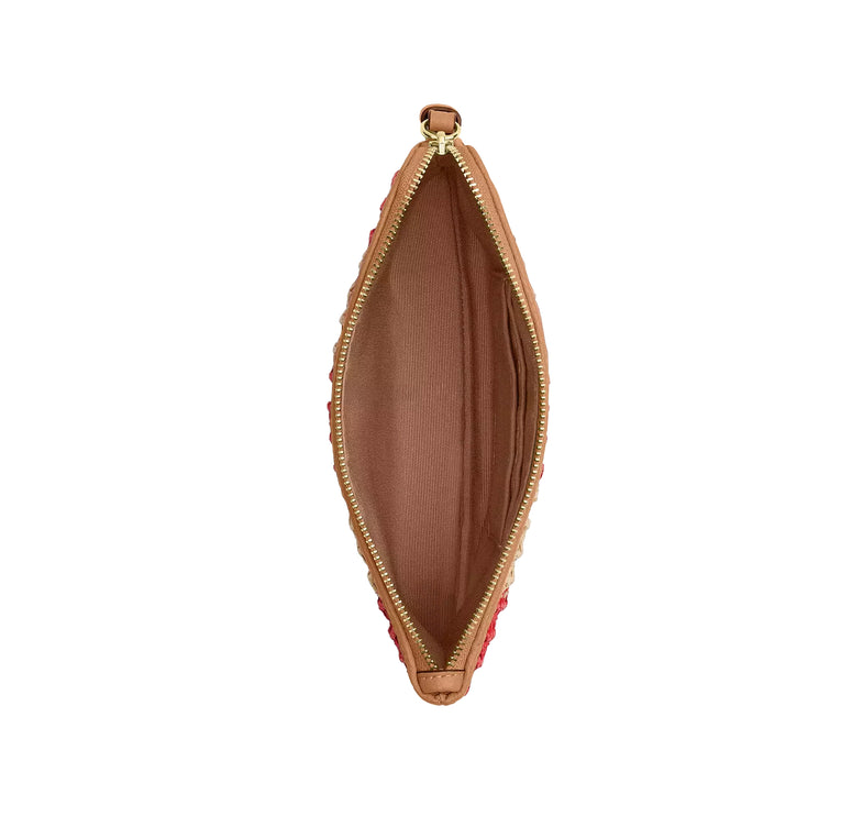 Coach Women's Large Corner Zip Wristlet Gold/Red/Tan