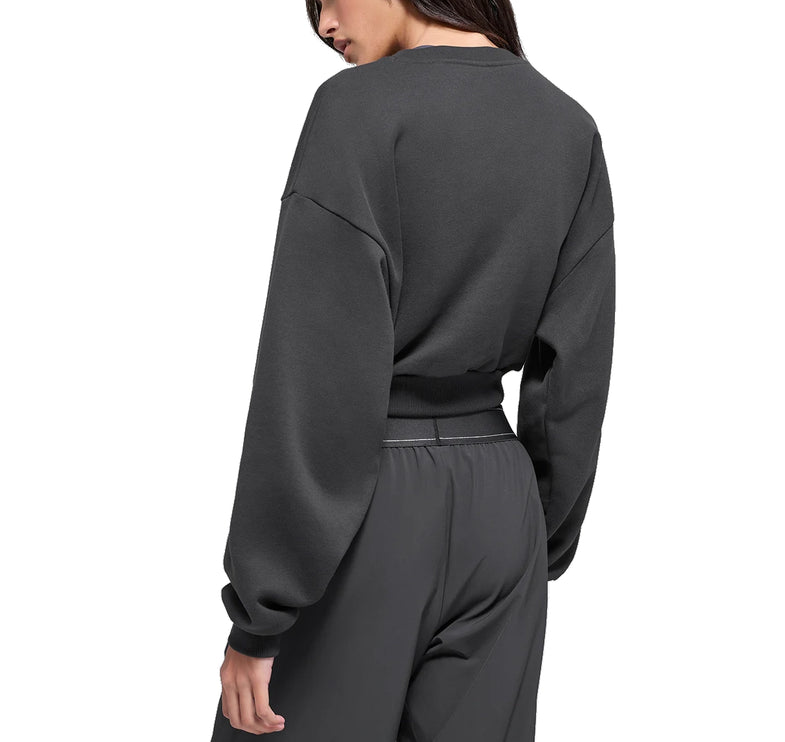 alo Women's Cropped Accolade Crewneck Anthracite