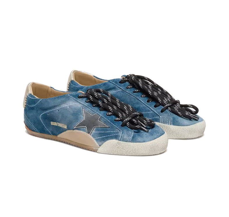 Golden Goose Women's True Star in Teal Suede with Black Star and Cream