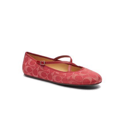 Coach Women's Phoebe Ballet Flat In Signature Denim True Red