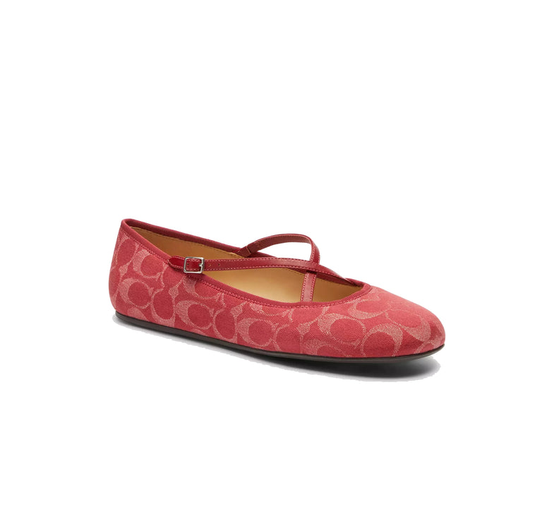 Coach Women's Phoebe Ballet Flat In Signature Denim True Red