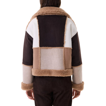 KUJTEN Women's Cashmere Janet Patchwork Jacket Light Camel