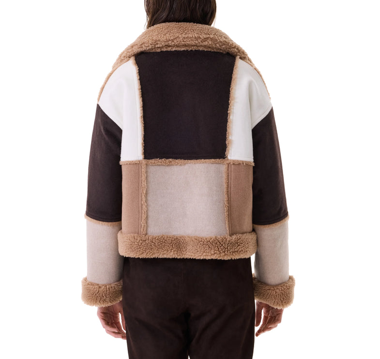 KUJTEN Women's Cashmere Janet Patchwork Jacket Light Camel