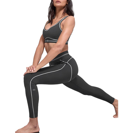 alo Women's Airbrush High-Waist 7/8 Heart Throb Legging Anthracite/White