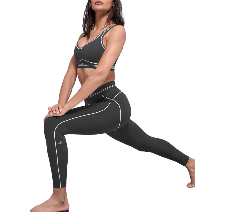 alo Women's Airbrush High-Waist 7/8 Heart Throb Legging Anthracite/White
