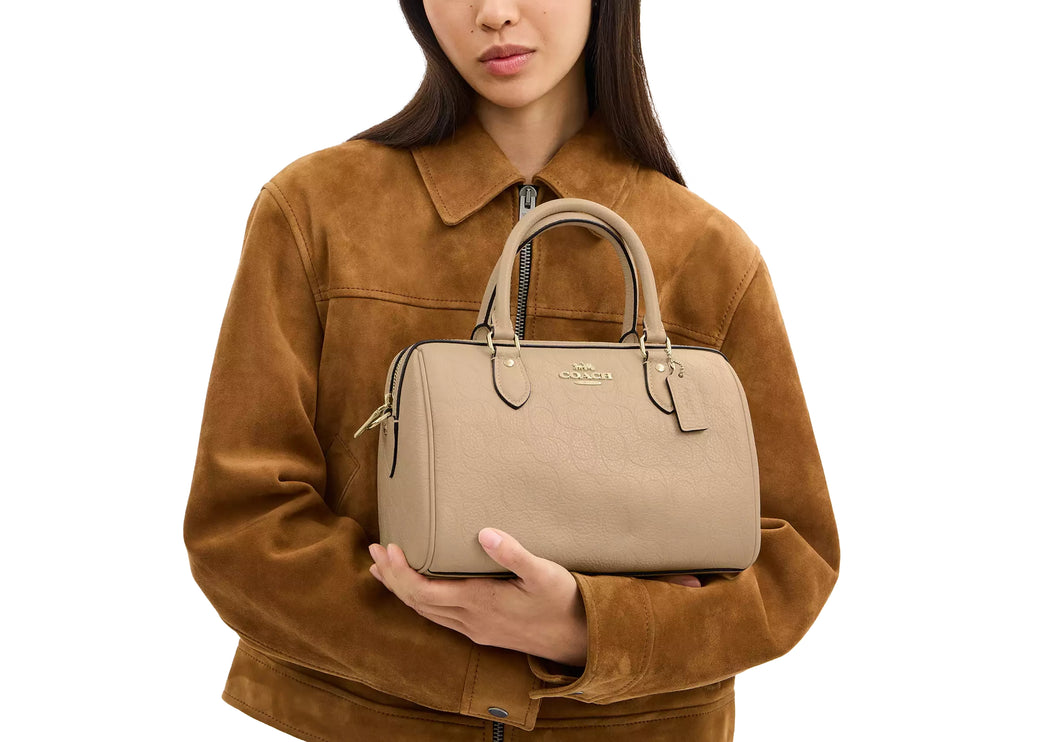 Coach Women's Rowan Satchel Bag In Signature Leather Gold/Oat