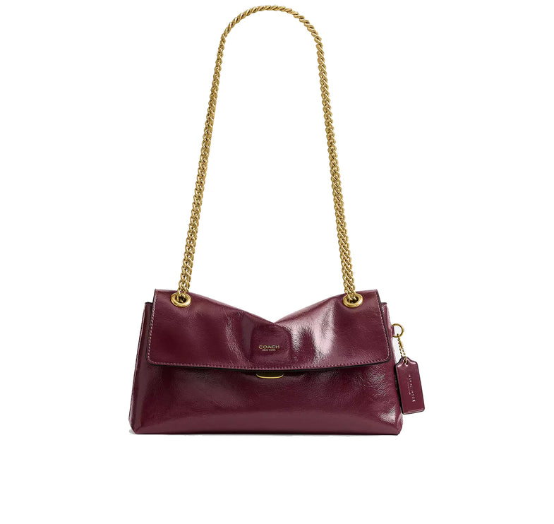 Coach Women's Chelsea Shoulder Bag 26 With Chain Brass/Dark Cherry