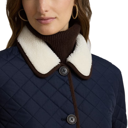 Polo Ralph Lauren Women's Faux-Shearling-Trim Quilted Jacket Dark Navy