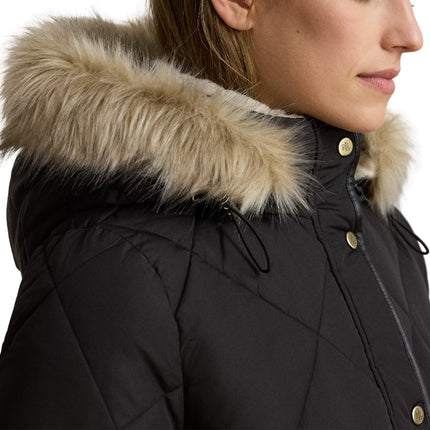 Polo Ralph Lauren Women's Faux-Fur-Trim Hooded Quilted Coat Black