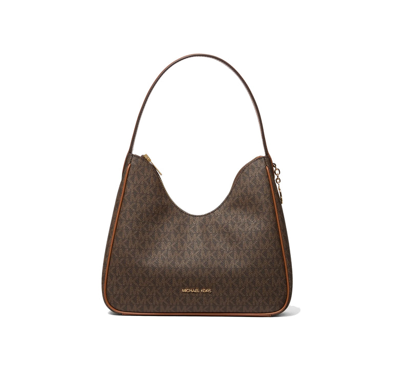 Michael Kors Women's Nayla Small Signature Logo Hobo Shoulder Bag Brown