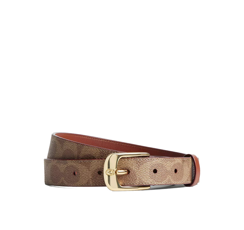 Coach Women's C Harness Buckle Belt, 25 Mm Gold/Tan Caramel