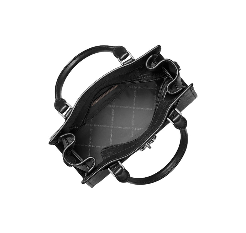 Michael Kors Women's Hamilton Small Leather Satchel Silver/Black