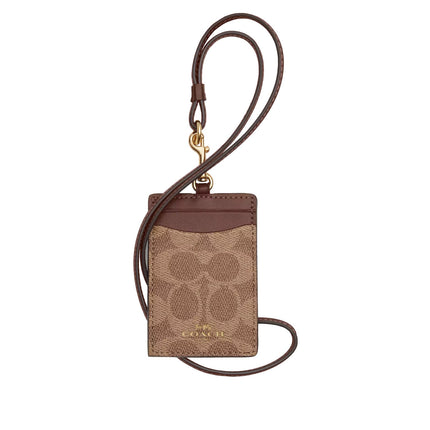 Coach Women's Id Lanyard In Signaure Canvas Gold/Tan/Brown