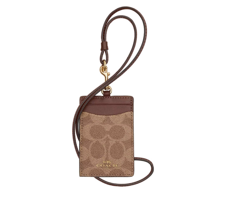 Coach Women's Id Lanyard In Signaure Canvas Gold/Tan/Brown