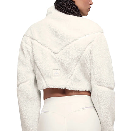alo Women's Sherpa Cropped Slope Side Jacket Ivory