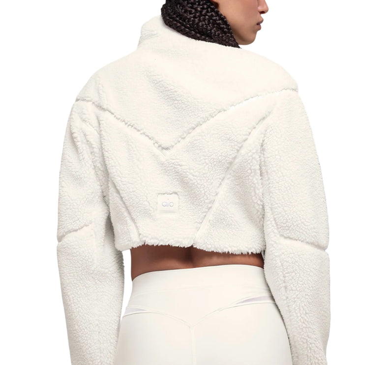 alo Women's Sherpa Cropped Slope Side Jacket Ivory