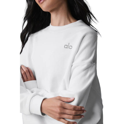 alo Women's Accolade Crew Neck Pullover White