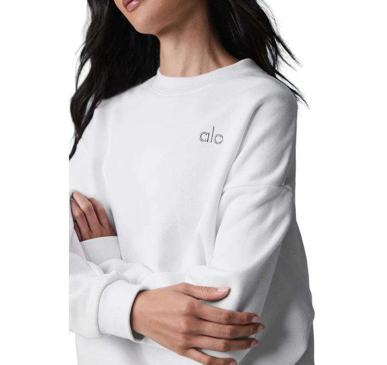 alo Women's Accolade Crew Neck Pullover White