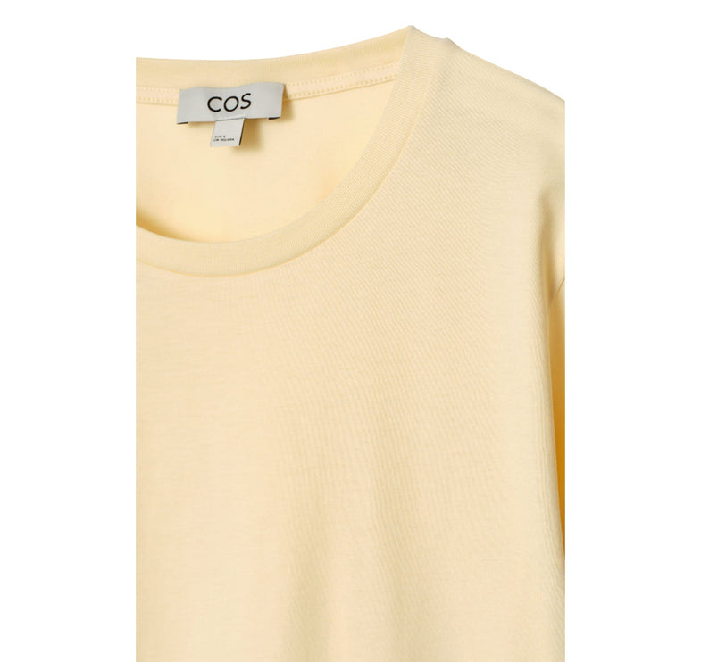 COS Women's Crew-Neck Cotton T-Shirt Light Yellow
