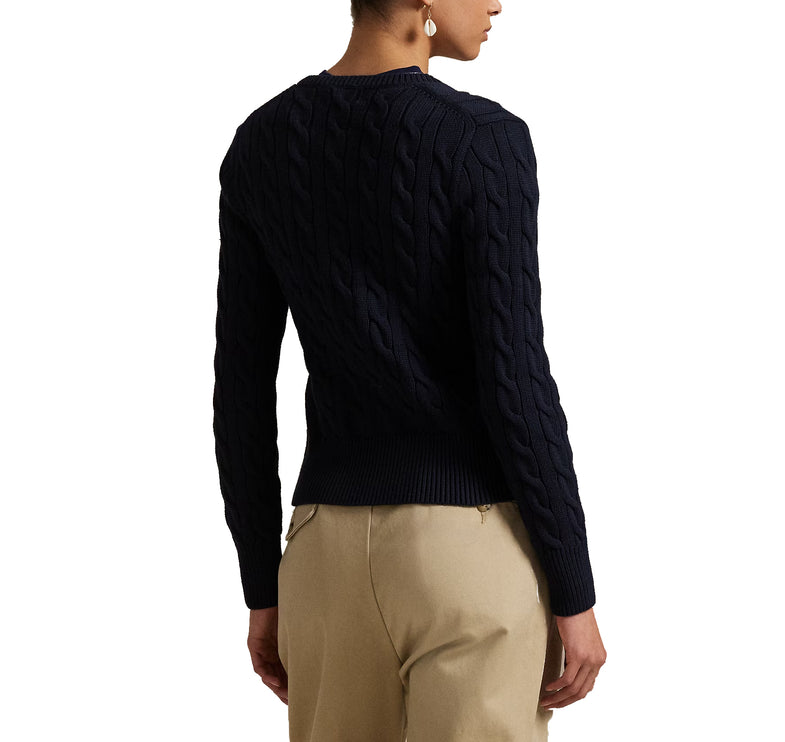 Polo Ralph Lauren Women's Cable-Knit Cotton Crewneck Cardigan Hunter Navy