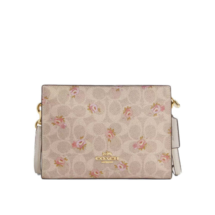 Coach Women's Slim Crossbody Bag In Signature Canvas With Floral Print Gold/Sand Multi