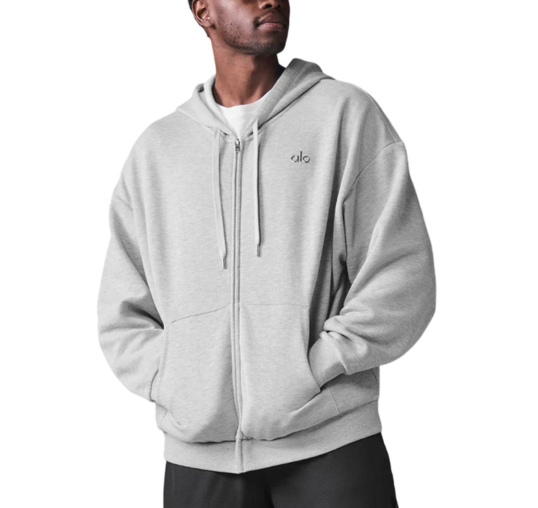 alo Men's Accolade Full Zip Hoodie Athletic Heather Grey