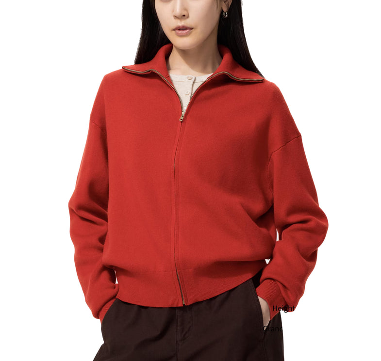 Uniqlo Unisex Smooth Cotton Full Zip Cardigan 16 Red