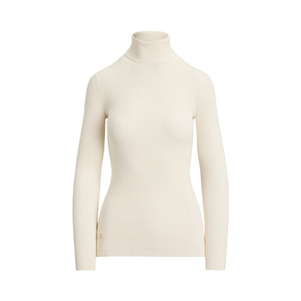 Polo Ralph Lauren Women's Cotton-Blend Ribbed Turtleneck Mascarpone Cream