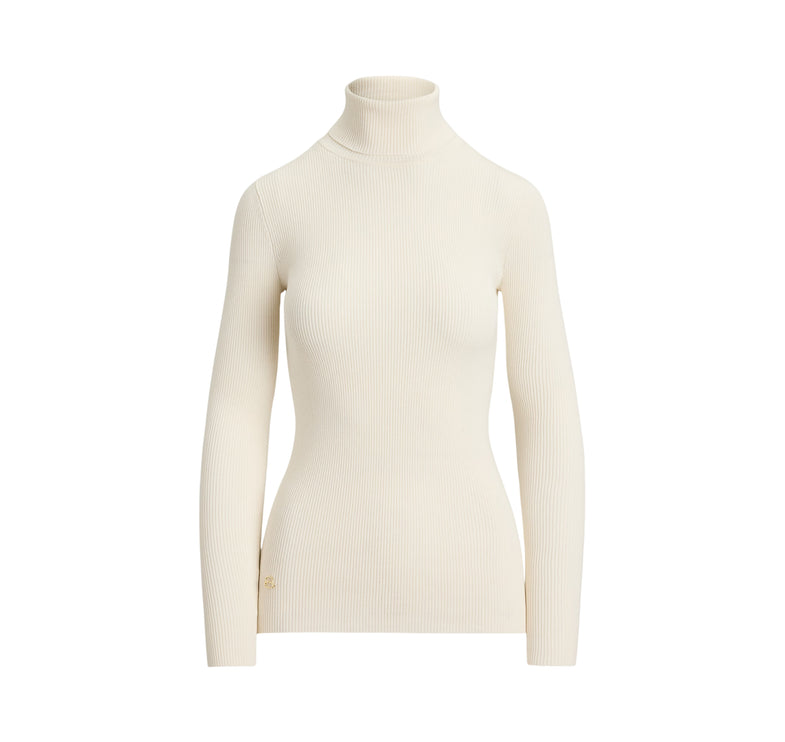 Polo Ralph Lauren Women's Cotton-Blend Ribbed Turtleneck Mascarpone Cream