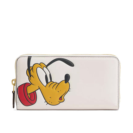 Coach Women's Disney X Coach Essential Accordion Zip Wallet With Pluto Brass/Chalk Multi