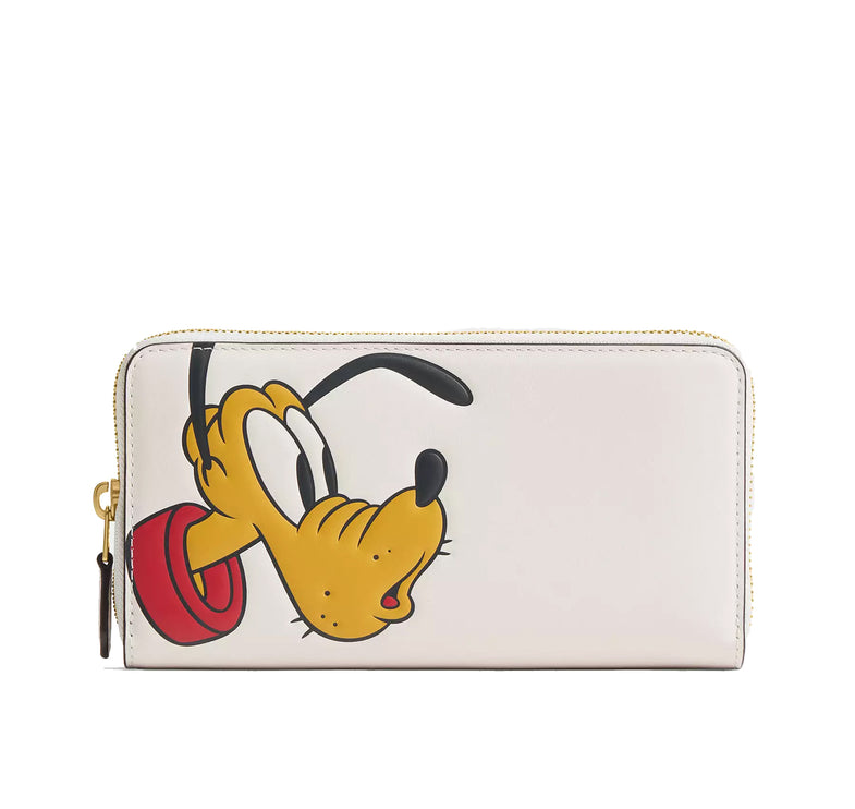 Coach Women's Disney X Coach Essential Accordion Zip Wallet With Pluto Brass/Chalk Multi