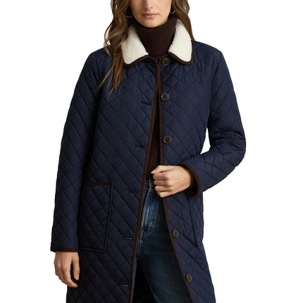 Polo Ralph Lauren Women's Faux-Shearling-Trim Quilted Jacket Dark Navy