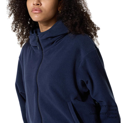 Uniqlo Women's Windproof Fleece Reversible Full-Zip Hoodie 69 Navy