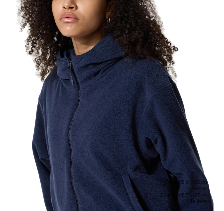 Uniqlo Women's Windproof Fleece Reversible Full-Zip Hoodie 69 Navy