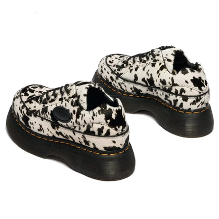 Dr. Martens Women's Buzz 5 Eye Dalmatian Hair On Leather Shoes Cream/Black