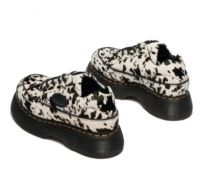 Dr. Martens Women's Buzz 5 Eye Dalmatian Hair On Leather Shoes Cream/Black