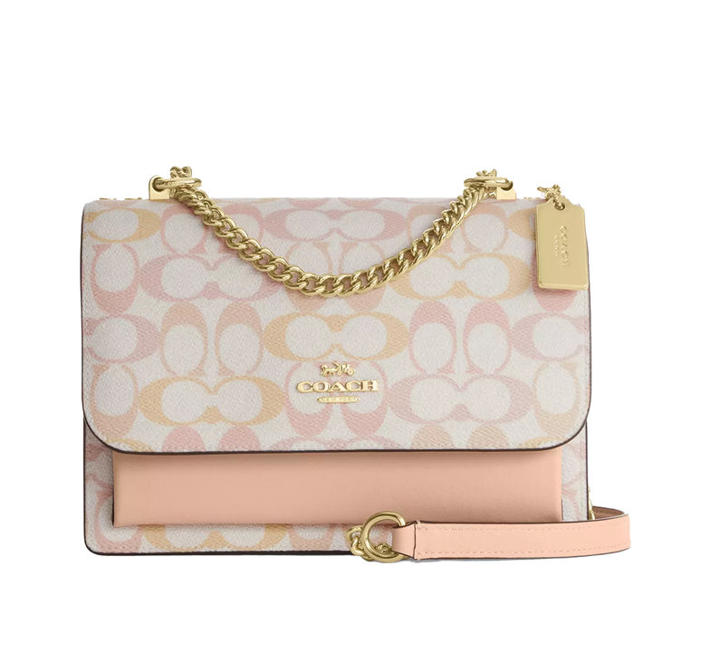 Coach Women's Klare Crossbody Bag In Pretty Signature Canvas Gold/Chalk/Pink