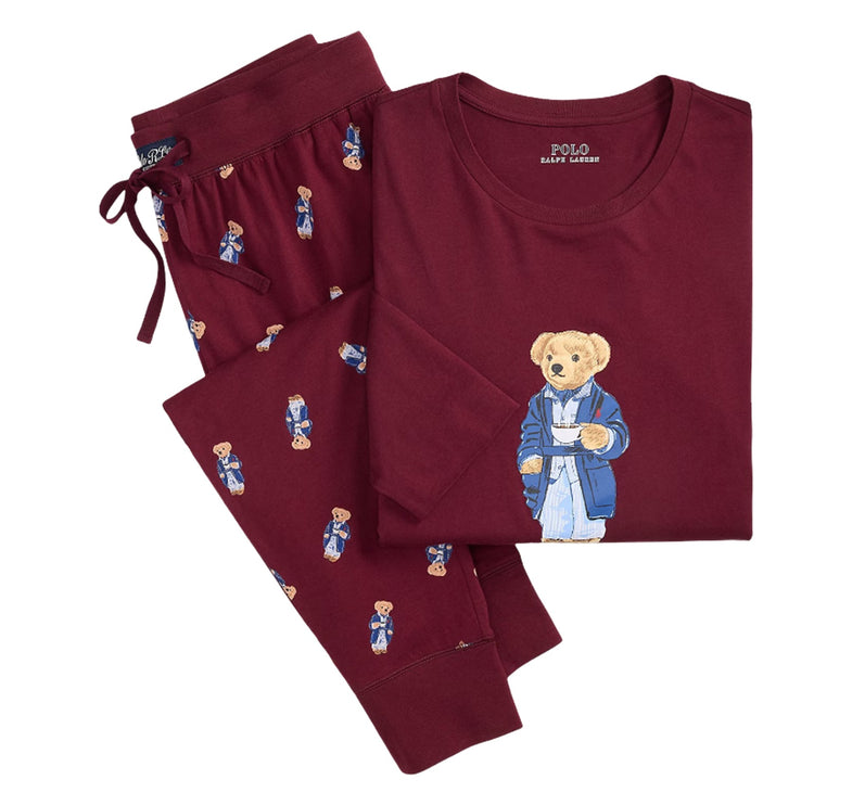 Polo Ralph Lauren Men's Polo Bear Jersey Sleep Set Classic Wine
