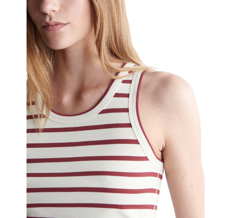 COS Women's Ribbed Tank Top Red/White/Striped