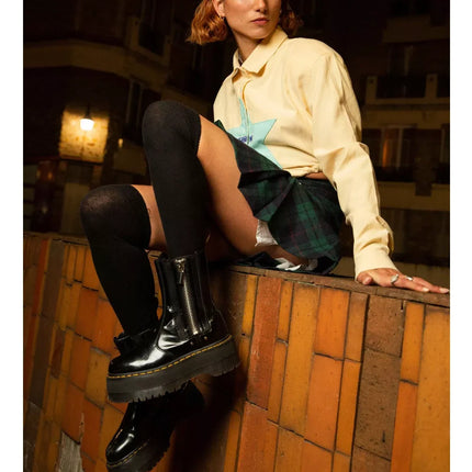 Dr. Martens Women's Jetta Hi Max Buttero Leather Platform Boots Black