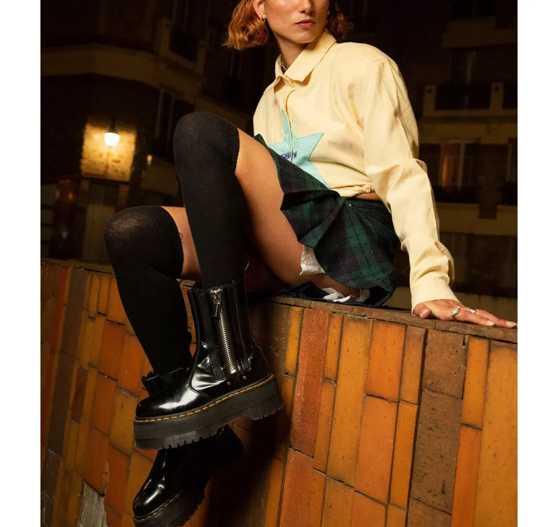 Dr. Martens Women's Jetta Hi Max Buttero Leather Platform Boots Black