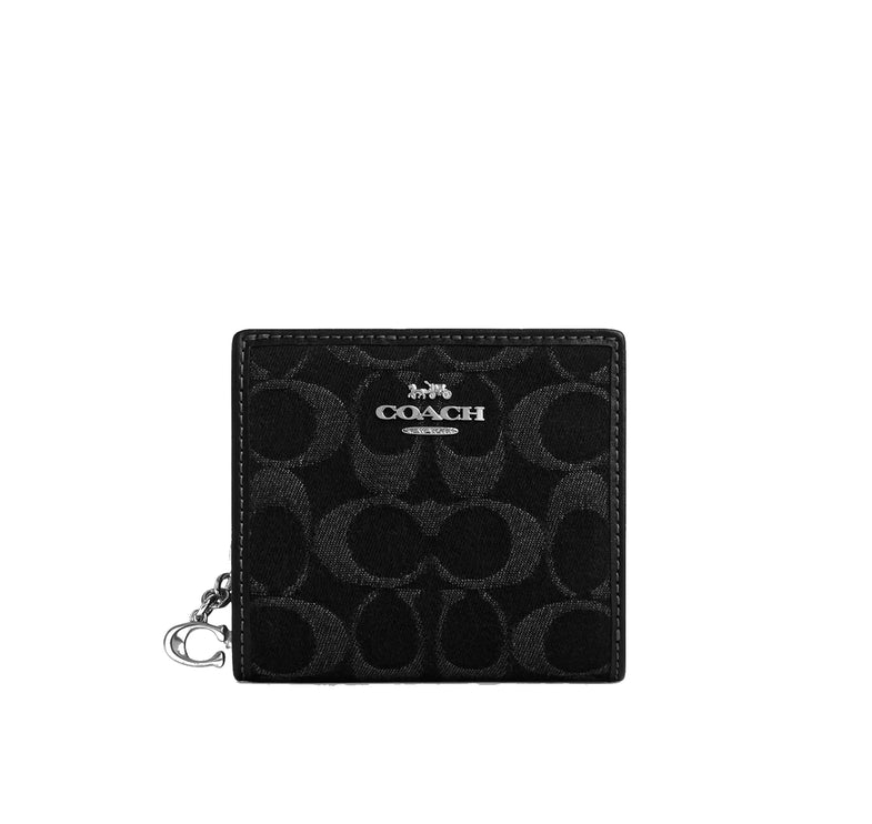 Coach Women's Snap Wallet In Signature Denim Silver/Black