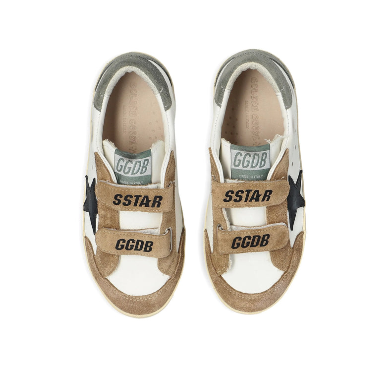 Golden Goose Grade School Old Sneakers with White/Taupe Multi