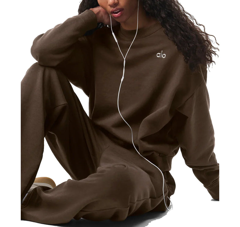 alo Women's Accolade Crew Neck Pullover Espresso